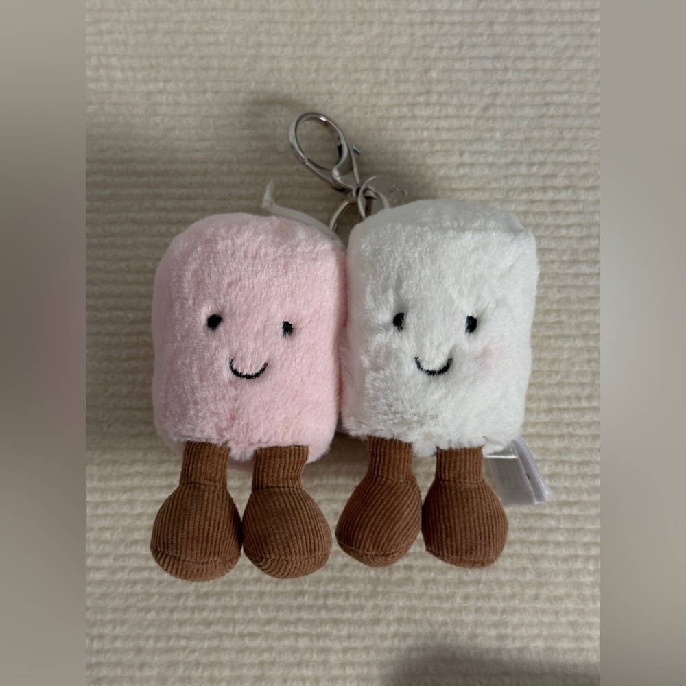BNWT RARE Jellycat Amuseables Pair of Marshmallows Bag Charm Keychain Gift